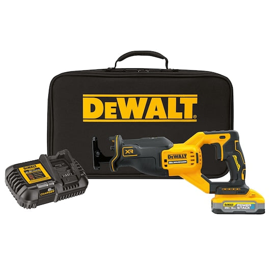 DeWalt 20V MAX XR Brushless Cordless Reciprocating Saw Kit With DEWALT POWERSTACK 5.0 Ah Battery DCS382H1, 1 EA