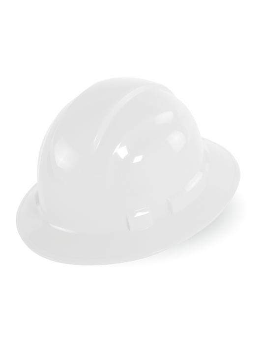 Global Glove & Safety Mfg WHITE FULL BRIM STYLE HARD HAT, UNVENTED HH-F1-W, 1 EA