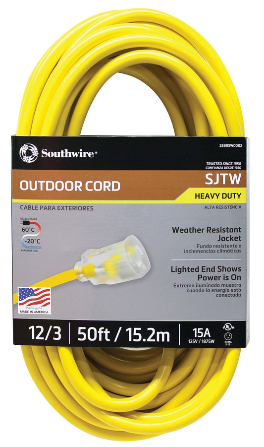 Southwire Company Extension Cord, 50' 12/3, U Ground 2588SW0002, 1 EA